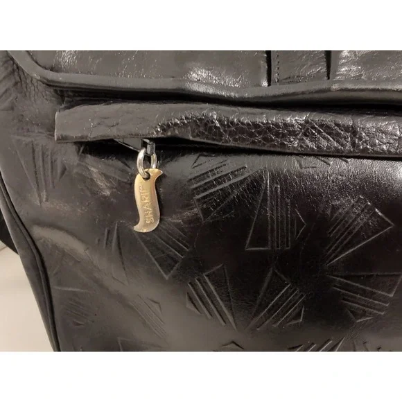 Vintage Sharif Black Reptile Embossed Leather Crossbody‎ Bag - Picture 6 of 16